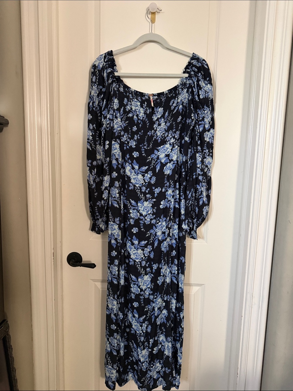 Free People Blue Floral Long Sleeve Women’s Maxi Dress